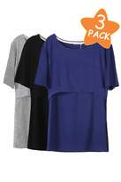 Thumbnail for your product : show 3 Pcs Maternity Nursing T-Shirt Nursing Tops Dim Grey-Indigo-Green