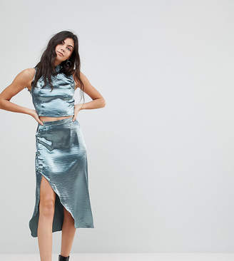 Glamorous Tall Wrap Front Midi Skirt In Satin Co-Ord
