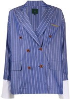 Thumbnail for your product : Jejia Pinstripe Double-Breasted Blazer
