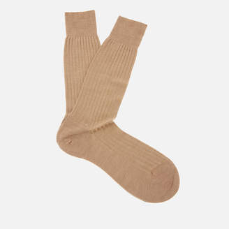 Pantherella Men's Labernum Merino Rib Socks - Dark Camel - L - Beige