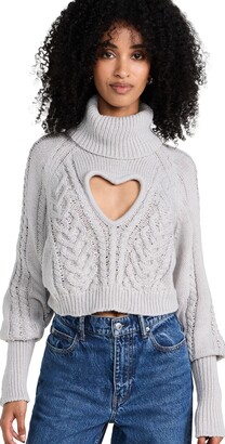 Heart Cutout Cropped Turtleneck Sweater