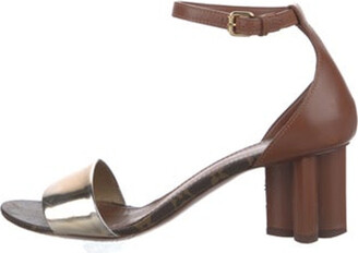 Louis Vuitton Brown Canvas Studded Cross Strap Wedge Sandals Size 38.5 -  ShopStyle