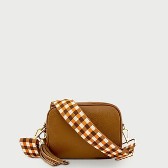 Check and Leather Bag Strap in Tan - Women | Burberry® Official