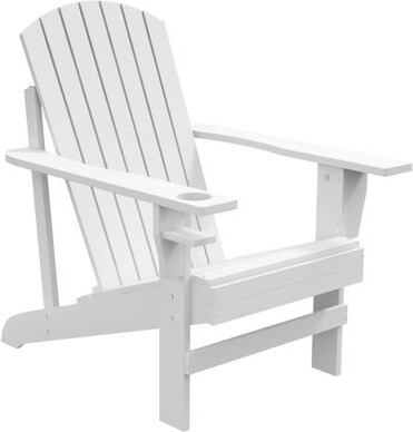 Highland Dunes Outsunny Wooden Adirondack Chair, Outdoor Patio Lawn Chair With Cup Holder, Weather Resistant Lawn Furniture, Classic Lounge For Deck, Garden, Backyar