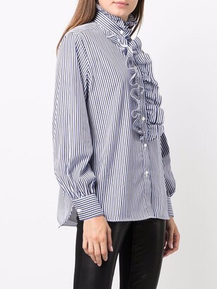 P.A.R.O.S.H. Ruffle-Embellished Striped Shirt
