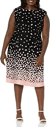 London Times Women's Plus Size Ombre Dots Fit and Flare Dress