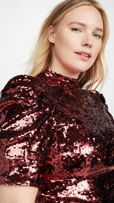 Alice + Olivia Brenna Sequin Fitted Puff Sleeve Dress