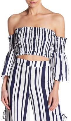 Do & Be Do + Be Stripe Shirred Off-the-Shoulder Crop Top