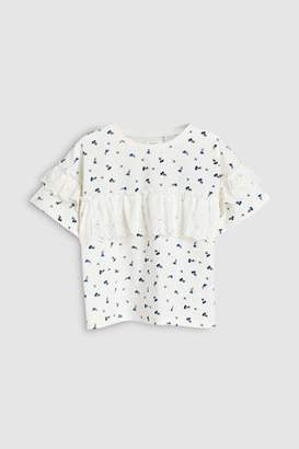Next Girls White Broderie Frill Top (3-16yrs)