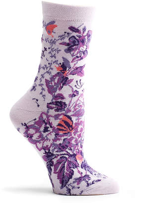 Ozone Violet Garden Vines Crew Socks - Women