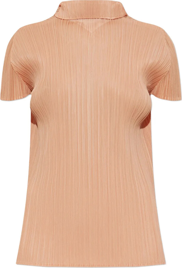 Pleats Please Issey Miyake Pleated High-Neck Blouse