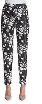Thumbnail for your product : Donna Karan Floral-Print Slim-Fit Ankle Pants, Black/Ivory