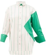 Thumbnail for your product : Palmer Harding Taraz Panelled Striped Cotton-poplin Shirt - Pink Multi