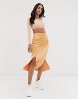 Thumbnail for your product : ASOS DESIGN bias cut satin midi skirt with splits