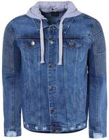 Thumbnail for your product : boohoo Biker Detail Hooded Denim Jacket