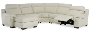 Pc Leather Chaise Sectional Sofa, Danvors 7 Pc Leather Sectional Sofa With 4 Power Recliners