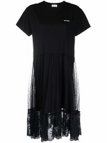 Thumbnail for your product : RED Valentino floral mesh-skirt logo-print T-shirt dress