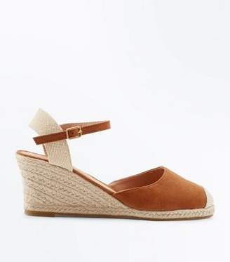 New Look Tan Suedette Round Toe Espadrille Wedges