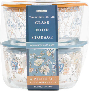 2pk Autumn Glass Lid Food Storage Set
