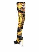 Thumbnail for your product : Moschino Teddy-print thigh-high boots