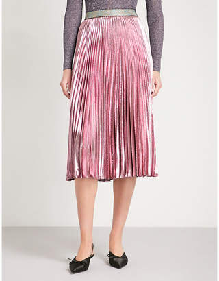 Christopher Kane Pleated metallic silk-blend midi skirt