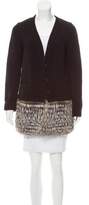 Thumbnail for your product : Barneys New York Barney's New York Fur-Trimmed Knit Cardigan