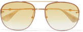 Thumbnail for your product : Gucci Aviator-style Gold-tone Sunglasses