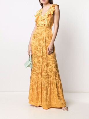 Sabina Musayev Floral-Jacquard Ruffle-Detail Maxi Dress
