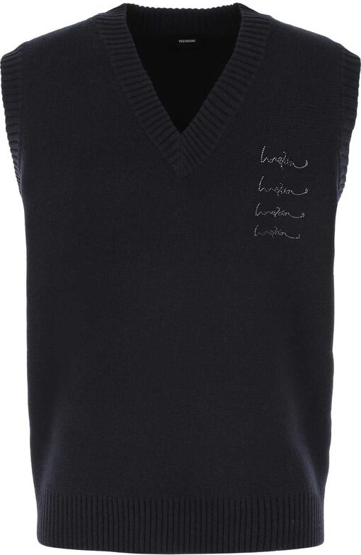we11done V-Neck Knitted Vest