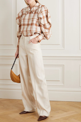 REJINA PYO Julia Oversized Checked Cotton And Linen-blend Shirt