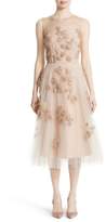 Thumbnail for your product : Carolina Herrera Sequin Leaf Tulle Midi Dress