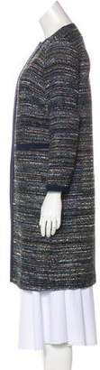 Diane von Furstenberg Tweed Knee-Length Coat Blue Tweed Knee-Length Coat
