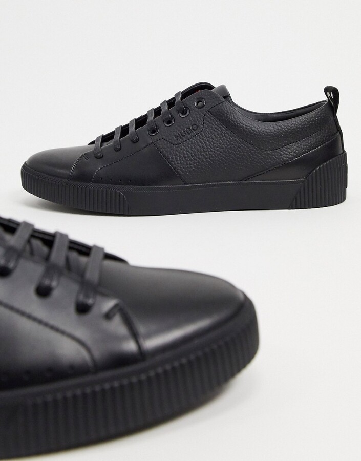HUGO BOSS Zero Tenn leather sneakers in black - ShopStyle