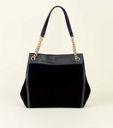 Thumbnail for your product : New Look Black Suedette Eyelet Strap Tote Bag