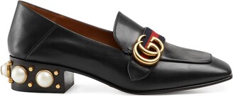 Gucci Leather mid-heel loafer