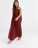 Thumbnail for your product : ASOS DESIGN Petite halter trapeze maxi dress in pleat