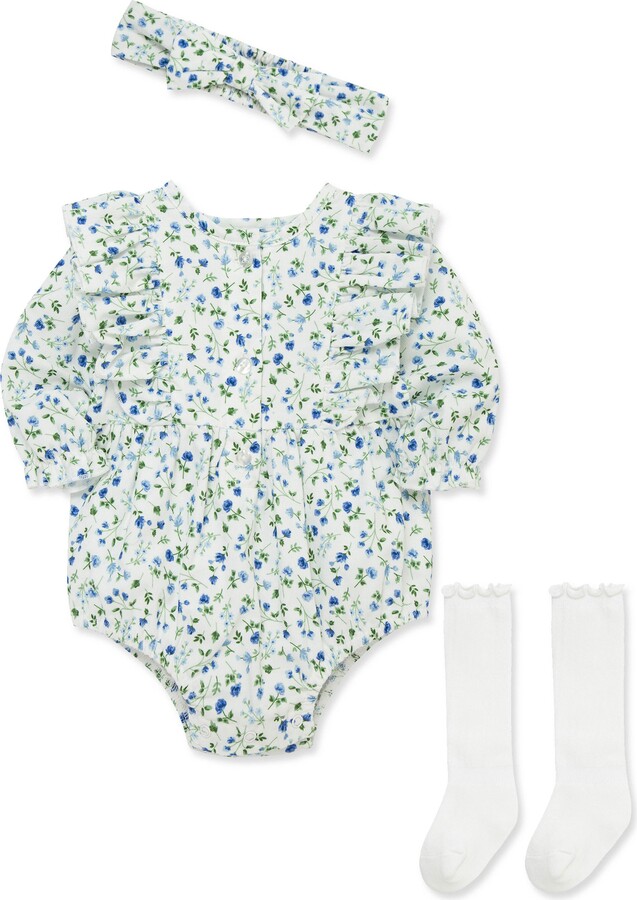 Floral Bubble Bodysuit, Pants & Headband Set