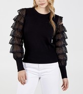 Thumbnail for your product : New Look Blue Vanilla Tiered Lace Puff Sleeve Jumper