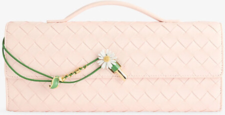 Bottega Veneta Womens Seash/Daisy Flow-Mb Andiamo Flower Leather Clutch Bag