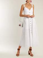 Thumbnail for your product : Saloni Fara Broderie Anglaise Cotton Midi Dress - Womens - White