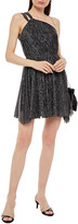 Thumbnail for your product : Maje One-shoulder gathered metallic knitted mini dress