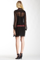 Thumbnail for your product : Haute Hippie Embroided Grommet Silk Dress
