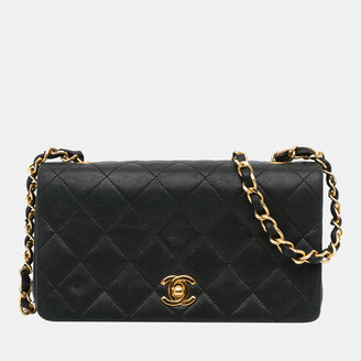 Black Miniature Stitched Fashion Handbag With Metallic Chain Strap