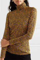 Thumbnail for your product : Paul & Joe Metallic Leopard-print Stretch-jersey Turtleneck Top - Mustard