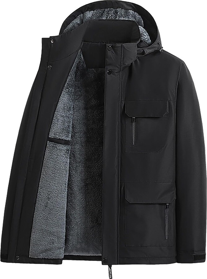 VESNIBA Men's Rain Jacket Lined Cashmere Mens Trench Coat Blazer Mens