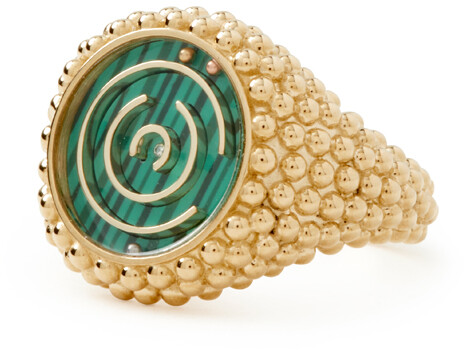 Yvonne Léon Malachite Maze Signet Ring - Size 7.5
