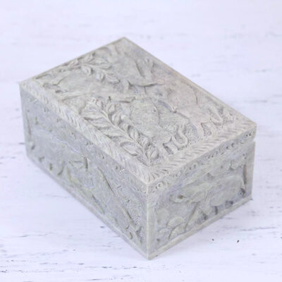 Bloomsbury Market Soapstone Wild Animals Jewelry Box