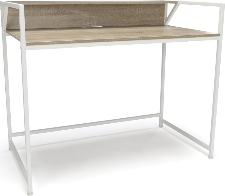Essentials by OFM ESS-1003 Computer Desk with Shelf, White with Natural