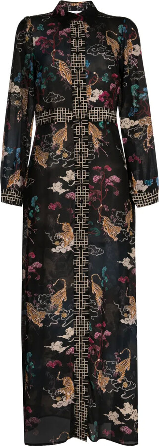 Hayley Menzies Graphic-Print Silk Dress