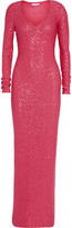 Thumbnail for your product : Oscar de la Renta Sequined cotton-blend gown